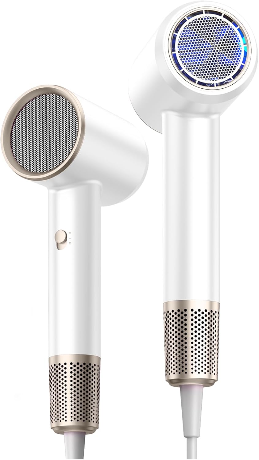 Hair Dryer Fast Dry 1200W Professional Ionic Hairdryer, Super Compact & Lightweight with Even Heat Anti-Static, Frizz-Control, Quick Drying, Energy Saving, Hairdryers for Women & Man (White)