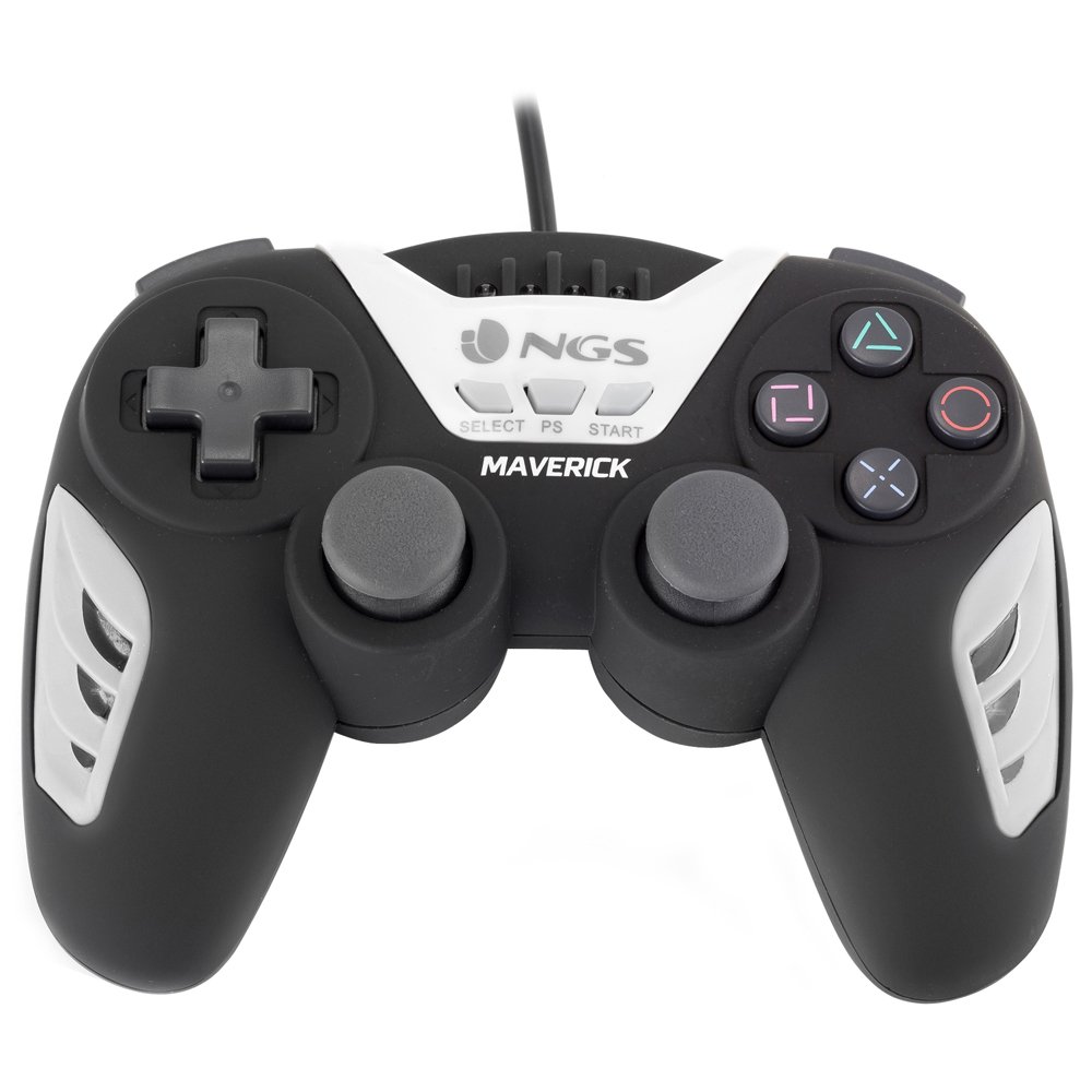 NGS Maverick Vibration Feedback Gamepad do PC i PS3, 12 przycisków, czarny/biały