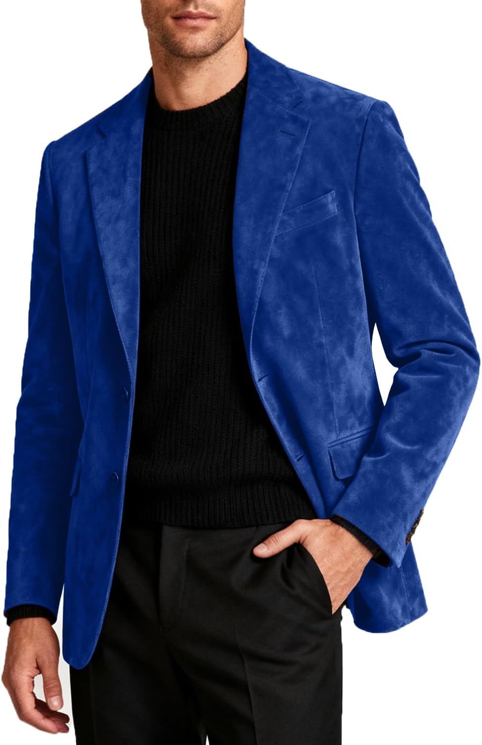 Men's Suede Blazer Jacket Casual 2 Button Slim Fit Suede Suit Blazer for Men Business Dinner Party Sport Coat
