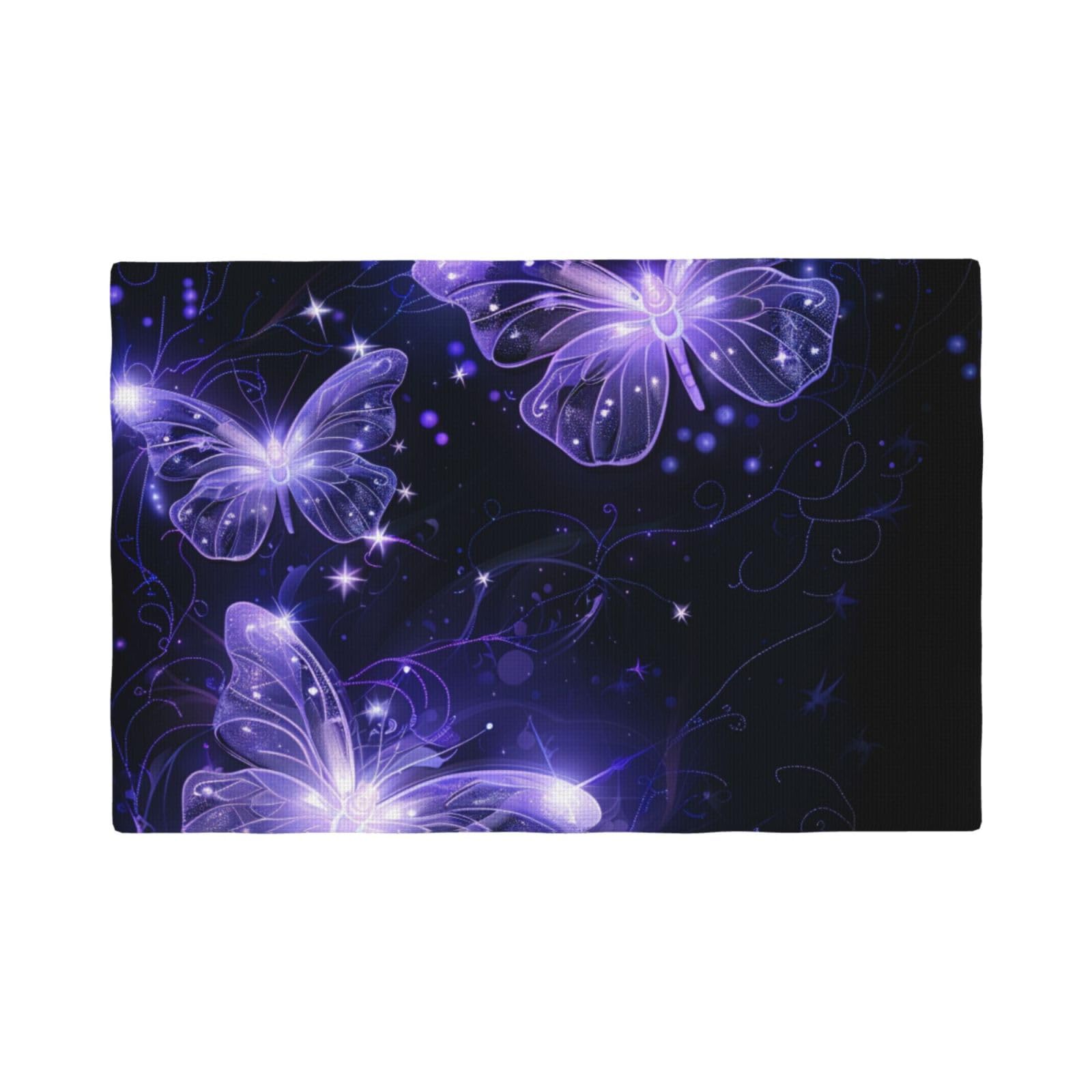 Background with Night Butterflies Print Placemats Set, Heat Resistant Washable Placemat 12x18in Table Mats for Party Kitchen Dining Table Decoration Indoor Outdoor, Six Piece