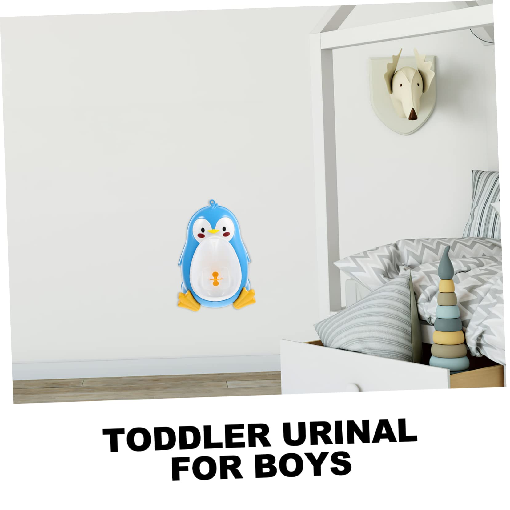 Orinal Infantil de Pingüino Azul Abs para Niños Pequeños | Capacidad Grande, Ventosas Potentes, Extraíble para Limpieza Fácil y Montaje en Pared