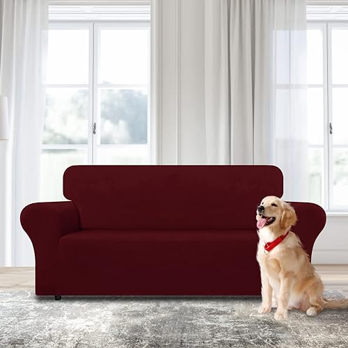 Miniatura 2 de WEERRW Funda de sofá de terciopelo, funda de sofá de alta elasticidad con espuma antideslizante y parte inferior elástica, protector de muebles para