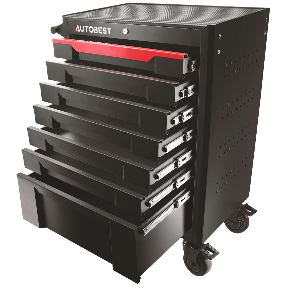 Servante 7 tiroirs Autobest - Capacité 30 kg par tiroir - 2 roues fixes - 2 roues avec freins