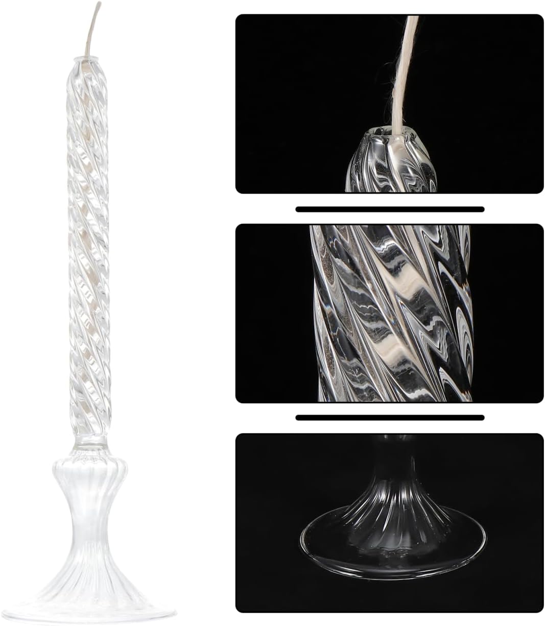 Zerodeko 2 Pcs Glass Candle Oil Lamp Led Taper Candles -Shaped Oil Lamp Wicks Glass Holders Oil Lantern Vintage Globe High Borosilicate Romantic Lighting