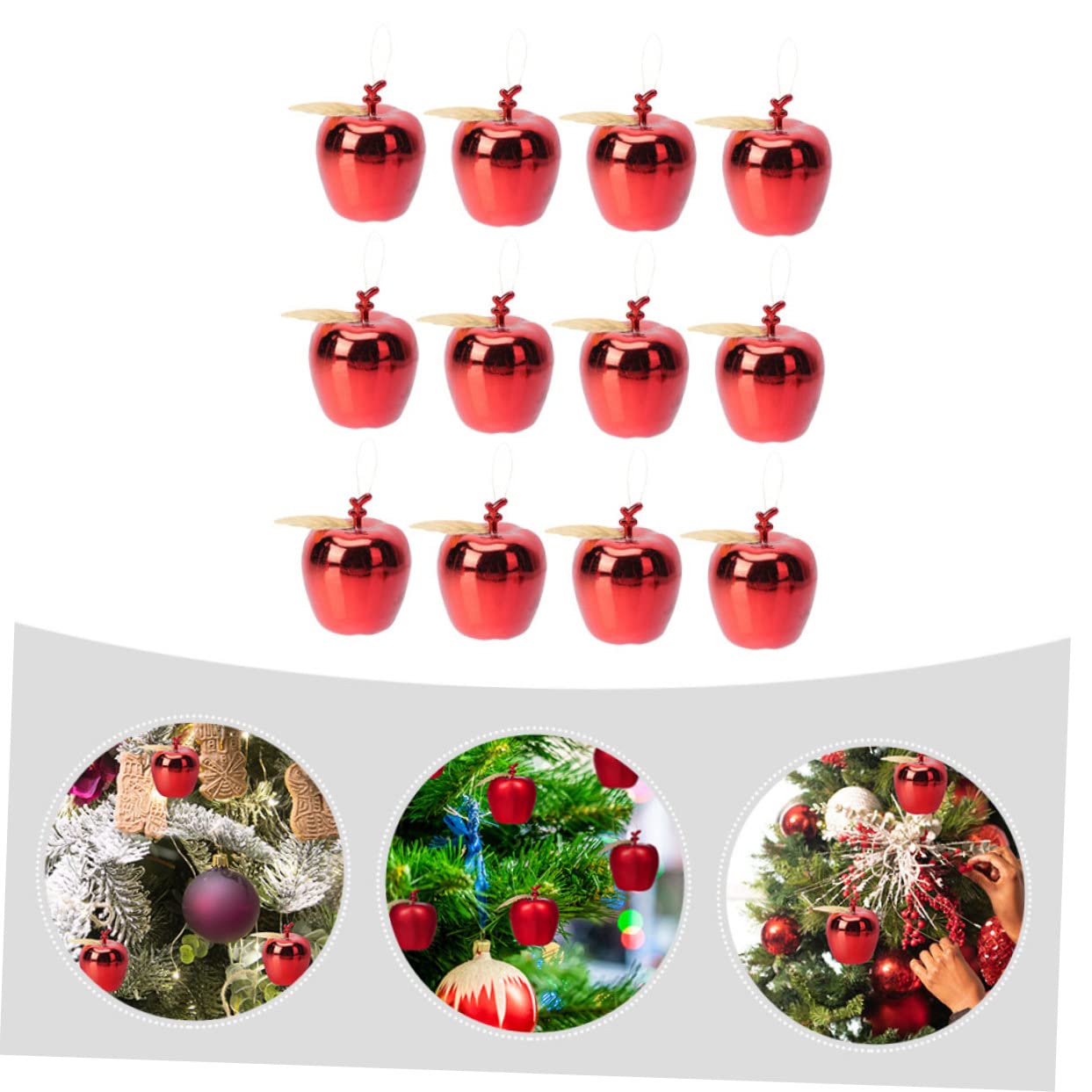 Alipis Décorations De Fête De Noël 60 Pièces Pendentif d'arbre De Noël Décorations D'Intérieur Pommes De Rouges Ornements en Plastique