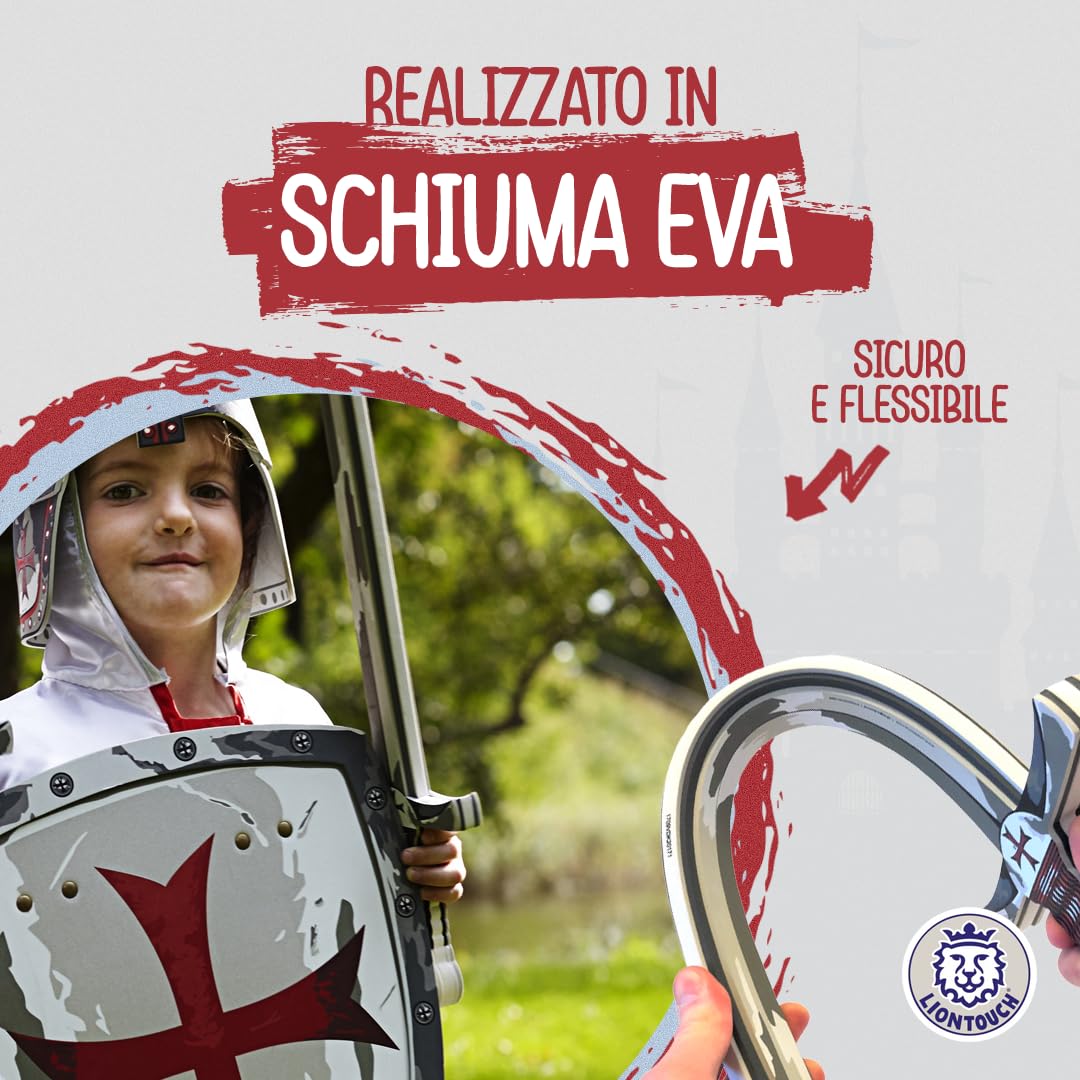 Liontouch Épée et Bouclier Chevalier Maltais 3-8 Ans Ensemble Imitation Médiévale Croix Rouge Armes Sûres Déguisement Garçons