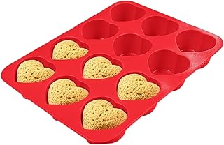 Silicone Mold - Heart Shape Chocolate Mould, Non-Stick 12 Cavity Silicone Baking Moulds | Heart Shaped Jelly Moulds for Cake Candy Fondant Gummy Soap Candle Ice Jelly Wax Party Holiday Kitchen