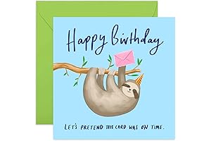 Old English Co. Sloth Belated Happy Birthday Card