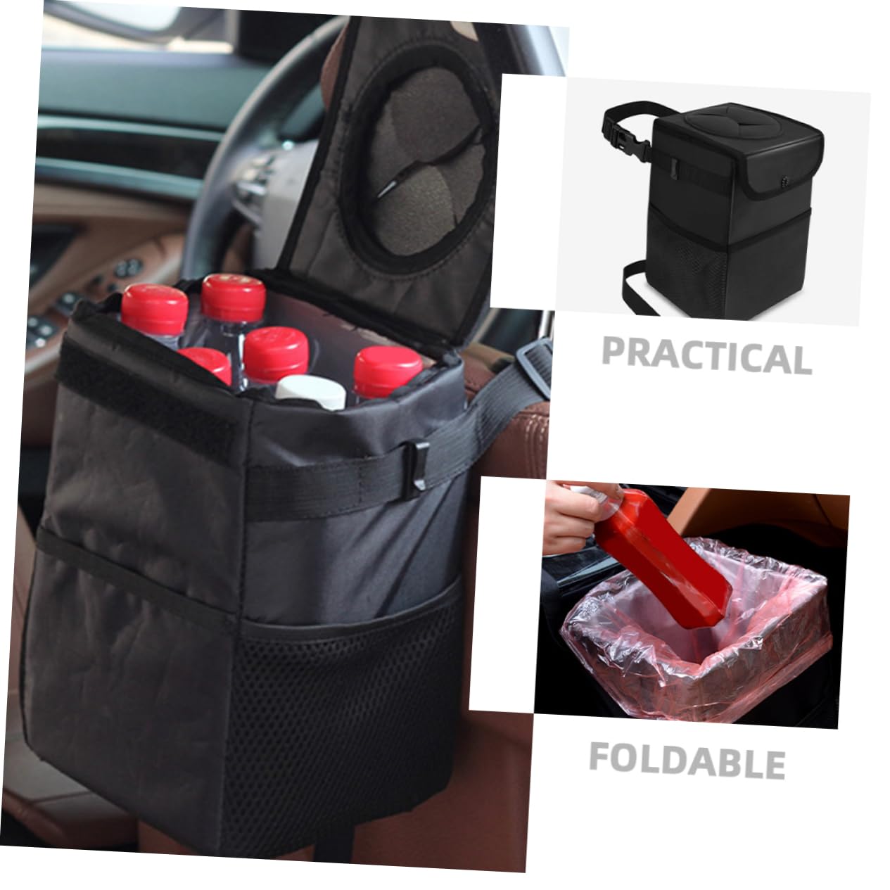 Automotive Garbage Can Lid for Car SUV Truck Oxford Trash Can for Under Seat