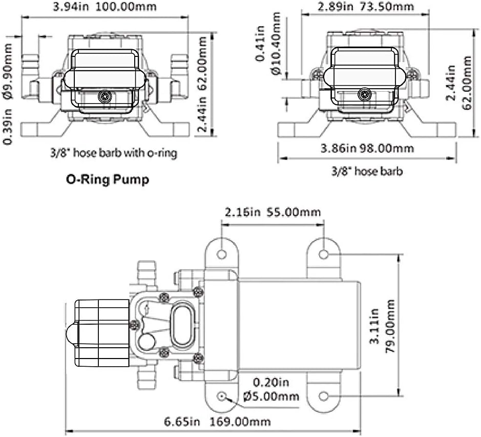 Akozon Diaphragm Pump 12V DC 1.0GPM 40PSI High Pressure Self Priming Sprayer Pump 3/8in Barb Port for Car RV
