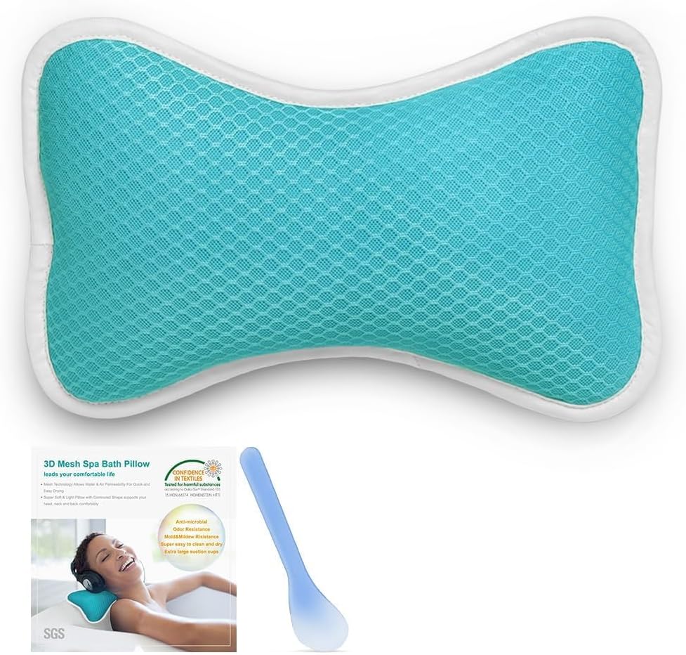 Bath Pillow Spa Pillow Bathtub Cushion, 2 Strong Suction Cups, Non Slip Support for Hot Tub