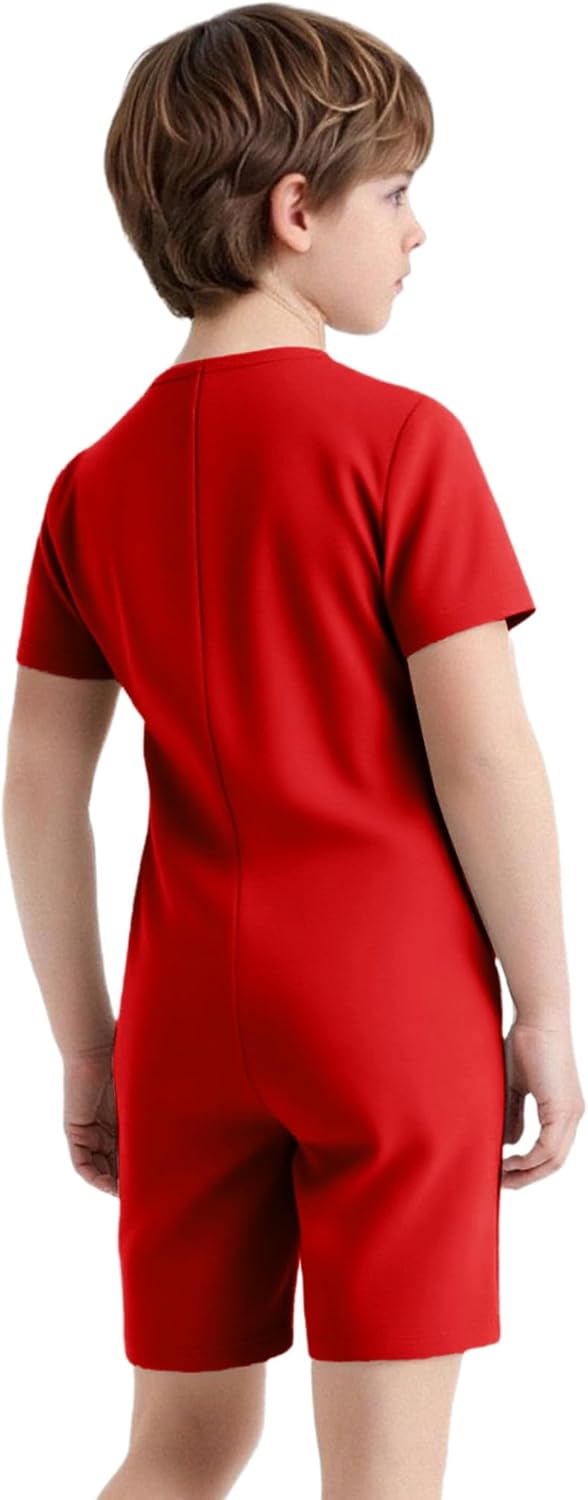 3Pcs Kids Girls Boys Special Needs Adaptive Clothing Short Sleeve Back Zipper Jumpsuit Anti-Strip Romper