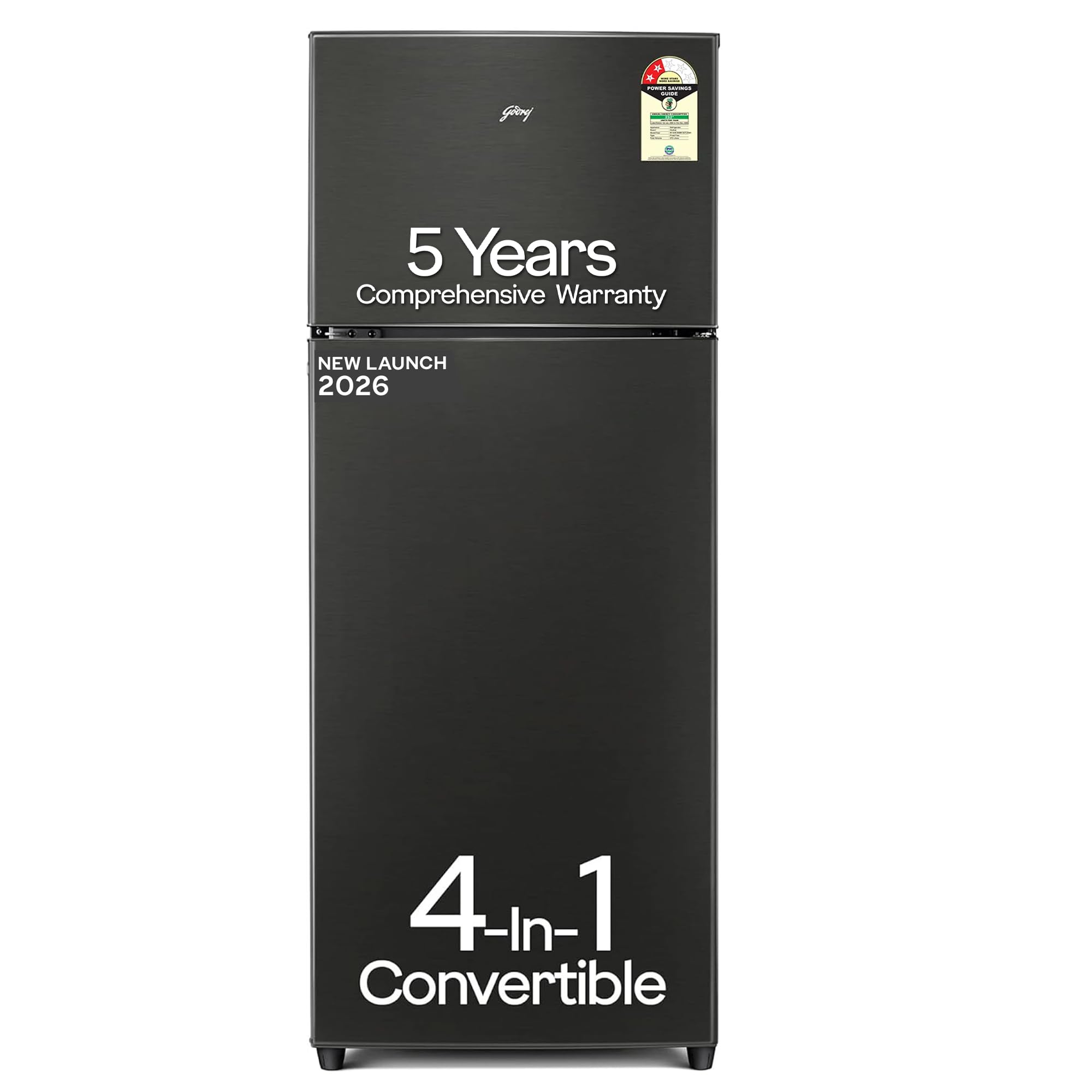Godrej 272 L 2 Star| 5 Years Comprehensive Warranty| New Launch| 4-In-1 Convertible| 95%+ Food Surface Disinfection| Inverter Double Door Refrigerator (RF EON 294BN RCIT FS ST, Fossil Steel)