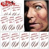 zombie kostüm diy 【Einfach anzuwenden und zu entfernen】 Tattoos einfach zu verwenden, befolgen Sie die Anweisungen, stellen Sie sicher, dass Ihre Haut wirklich sauber ist, wird es so viel Zeit sparen in Halloween Make-up, und die Tattoo-Muster werden leicht durch den Haushalt entfernt Alkohol oder Baby-Öl entfernt.