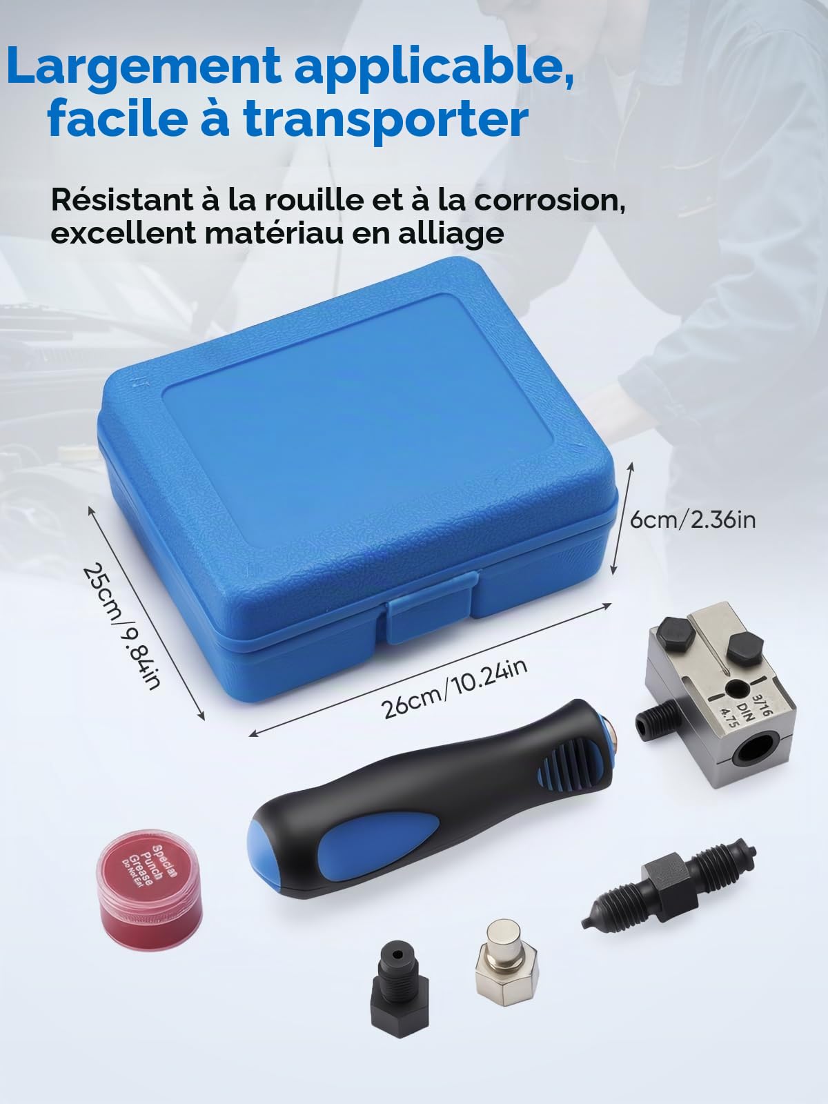 Kit Universel à Double Evasement pour Conduites de Frein DIN 4,75 mm (3/16") - Kit de Réparation pour Tuyaux de Frein en Cuivre, Nickel et Acier - Compatible avec Les Voitures, Camions