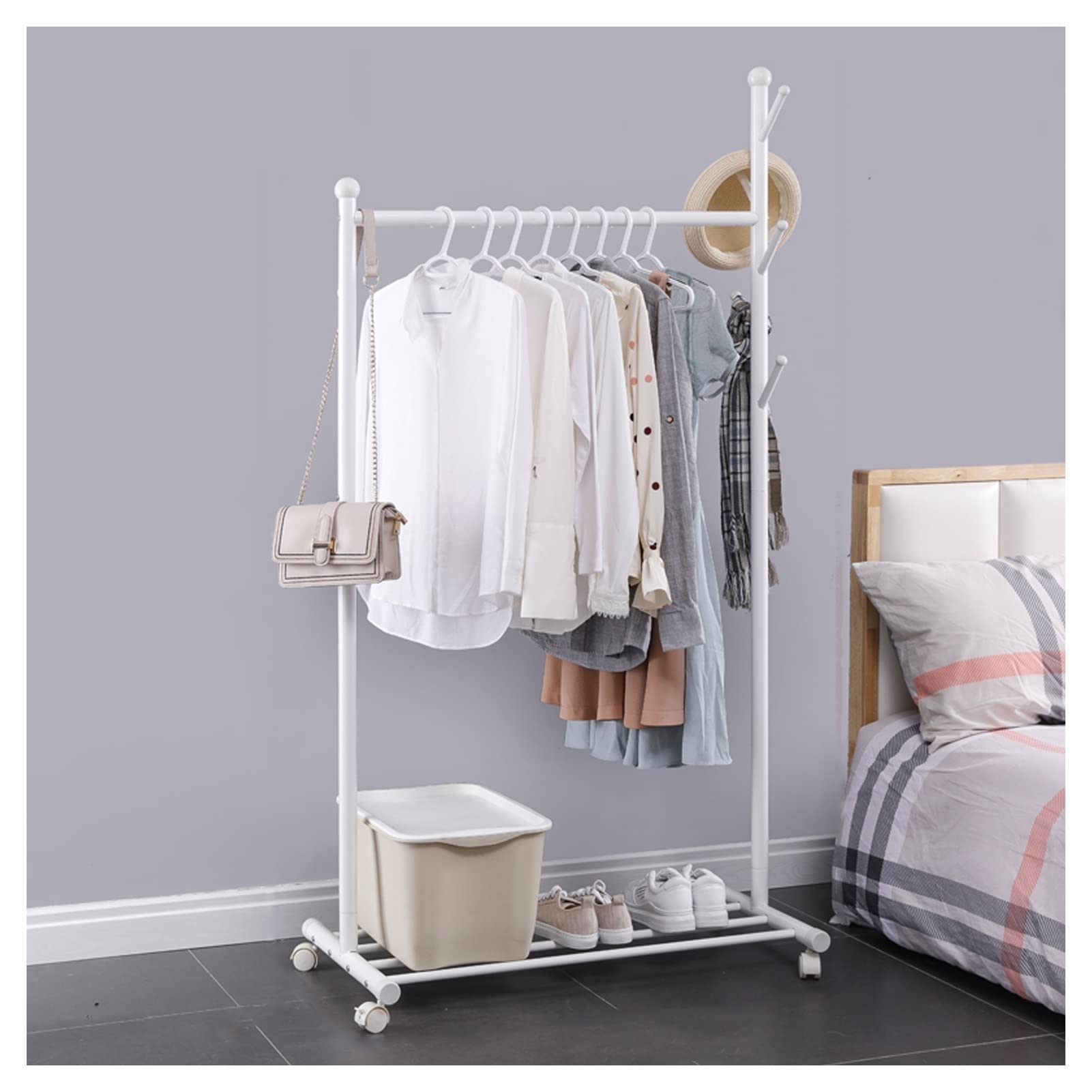 Portant à vêtements 86 cm en métal stable et autonome blanc mat