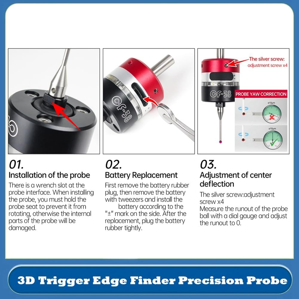 CNC-Anti-Roll-3D-Touch-Sonde, Kantenfinder zum Finden der Mitte des Schreibtischs, CNC-Sonde, 3D-Touch-Sonde, 3-koordinate -38