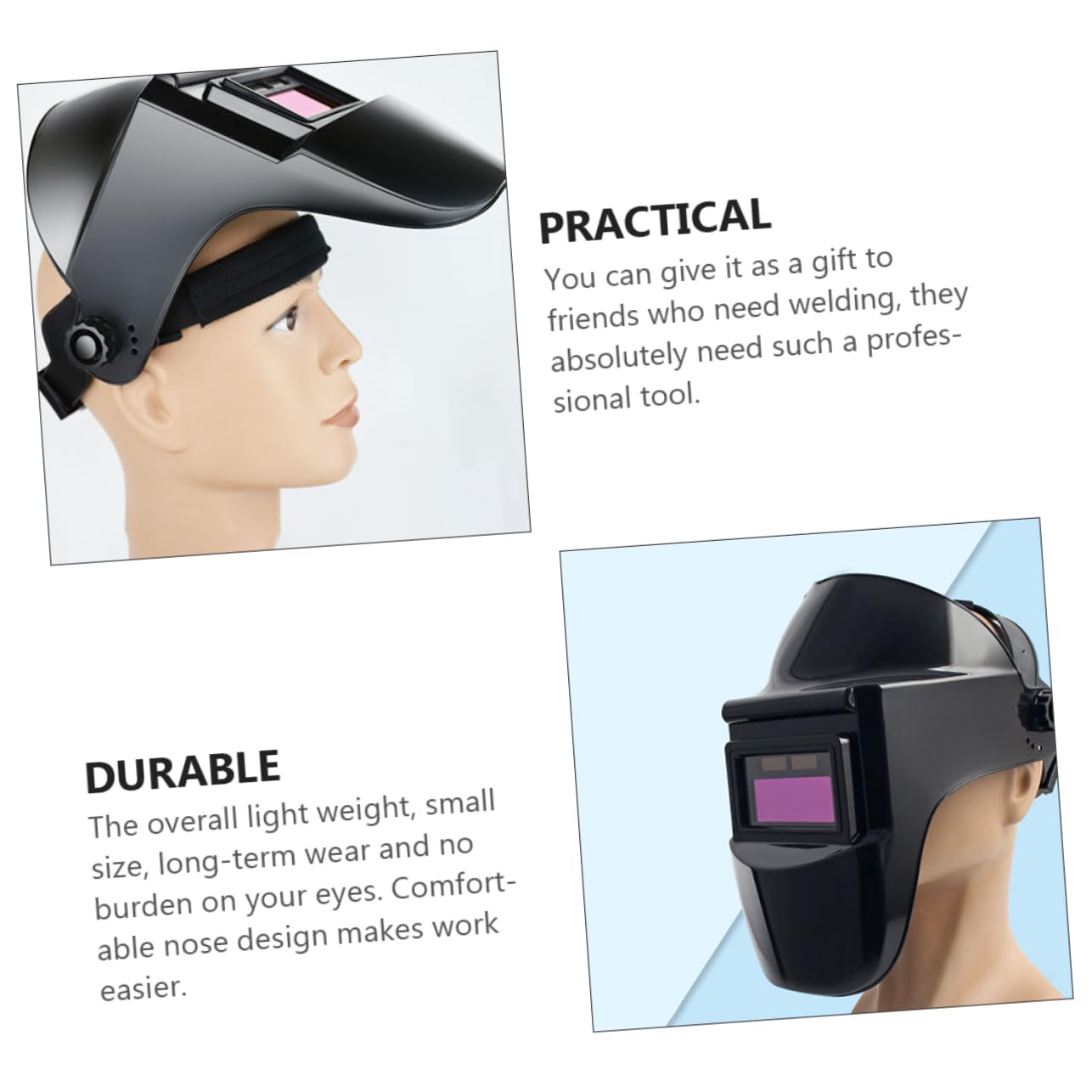 HOMSFOU Maschera per Saldatura Automatico Oscuramento Lcd Leggera in PC Nero Protezione Viso per Lavori di Saldatura