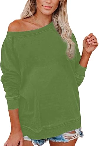 Camisas para mujer, sudadera casual de manga larga raglán de color sólido para mujer, cuello redondo, sudadera básica