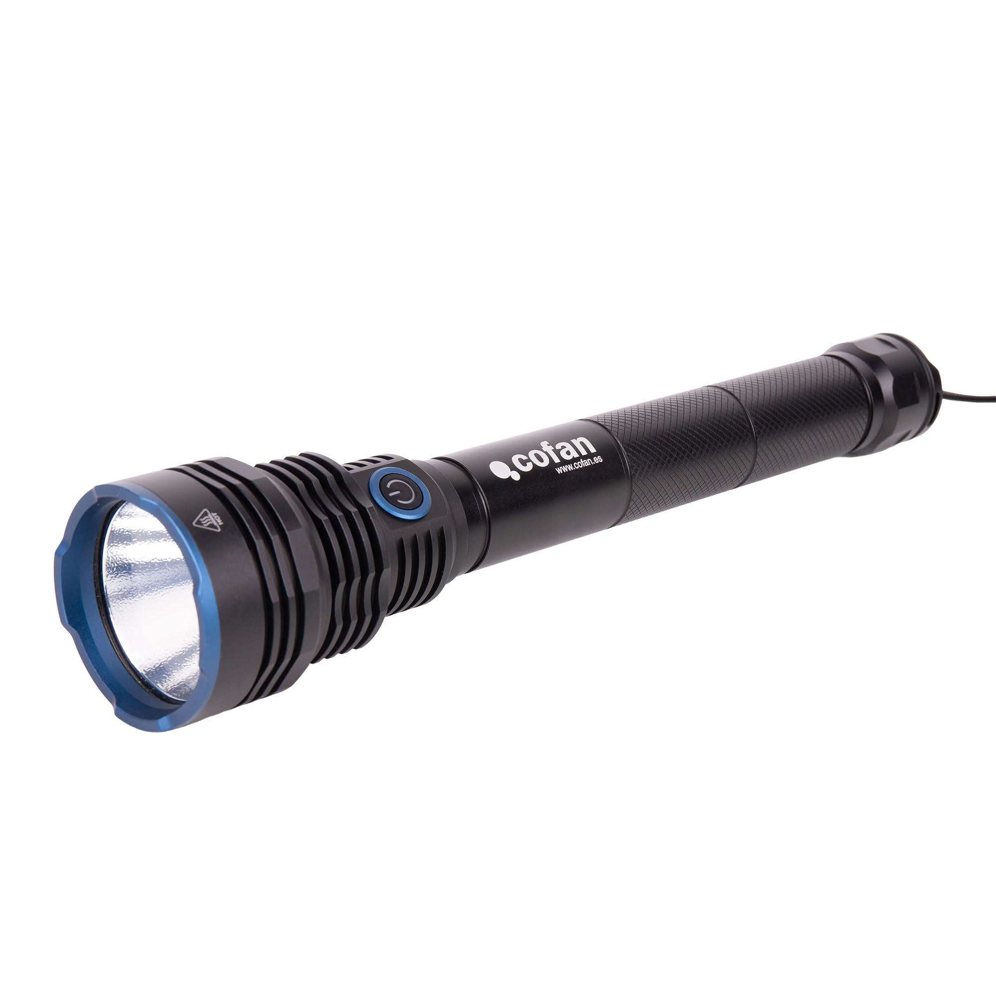 Cofan Linterna LED Recargable Alta Potencia, 18000 LM, 6 Modos de Luz, Linterna de Mano Recargable USB-C, Protección IP44, Alcance 260 m