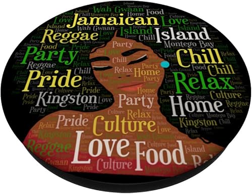 Miniatura 2 de Palabras afro de mujer jamaicana, colores de bandera, PopSockets intercambiables PopGrip