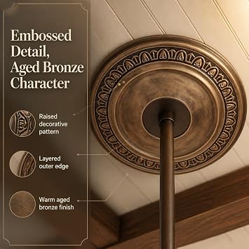 HEVSTIL Ceiling Medallion 12OD x 3.94ID PU Ceiling Medallion for Light Fixtures European Style Ceiling Light Decorative Fan Medallion Lighting Ceiling Ring Covers for Chandeliers Home,Bronze