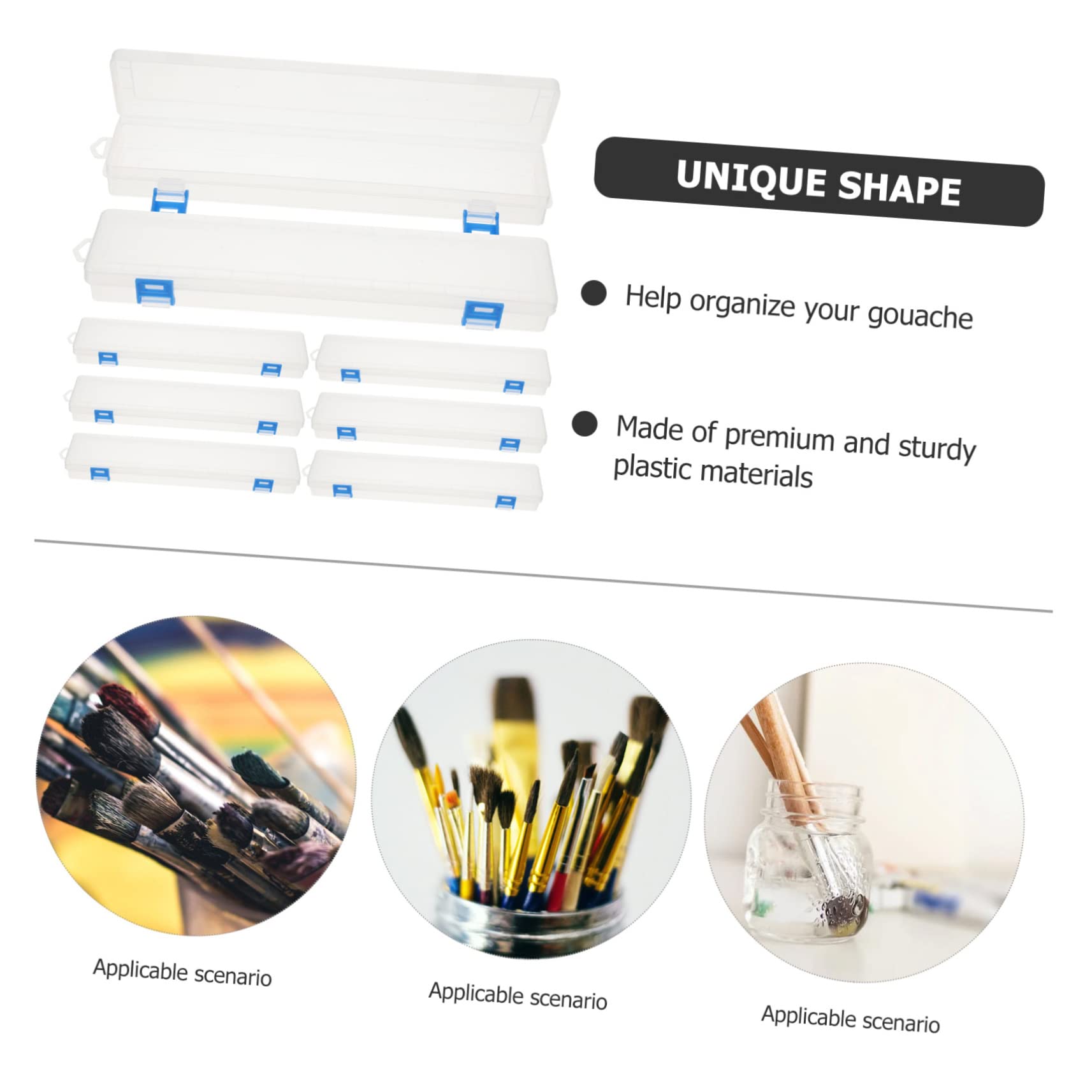 POPETPOP Estuche Portátil Transparente Organizador de Herramientas de Plástico para 8 Pinceles de Pintura Acrílica y Acuarela para Estudiantes y Profesores