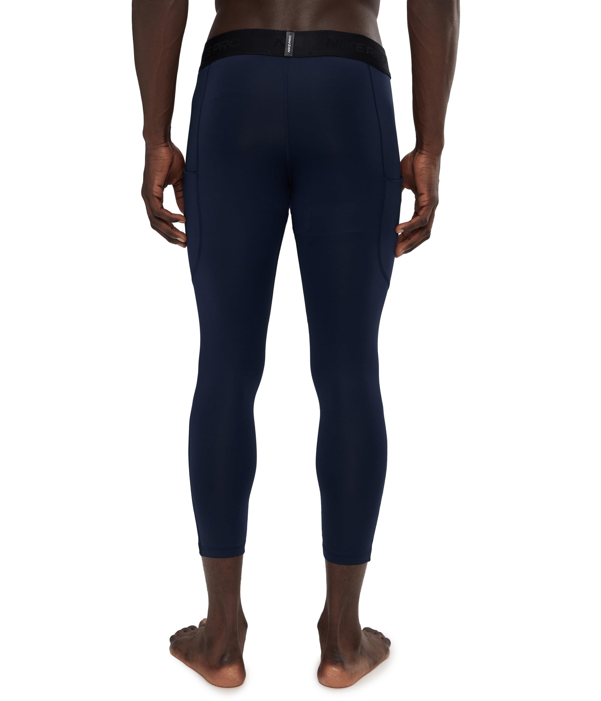 Nike Pro Dri-FIT - Mallas de Fitness para Hombre, Longitud 3/4 (FB7950-451, obsidiana/Blanco), Obsidiana/Blanco, Small
