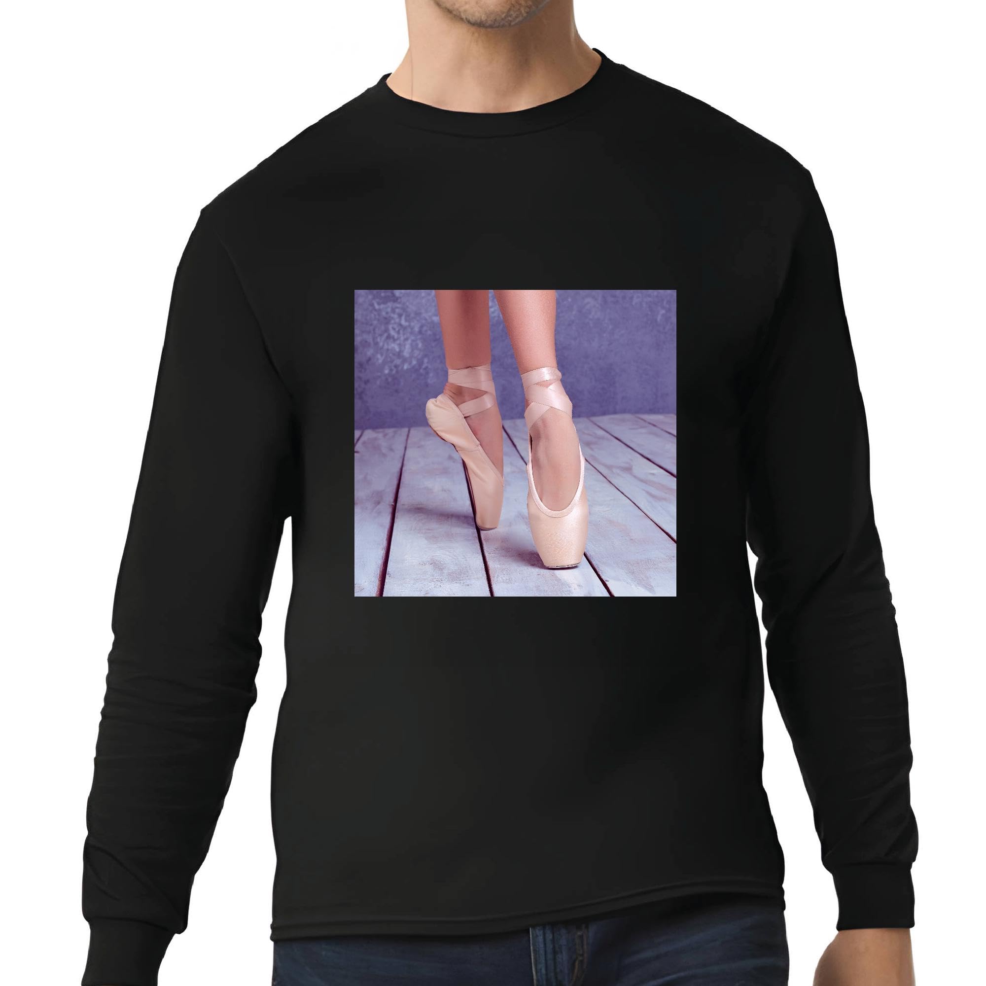 Ballet Pointe Shoes Gift Ideas for Ballerina Dance Enthusiasts Black and Muticolor Unisex Long Sleeve T Shirt
