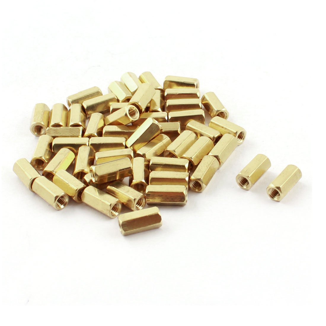 Aexit 10mm (PCB board) Length M3 Female Thread Dual Ends Gold Tone Brass Pillar Hexagonal PCB Standoff (54ry362qf591) Spacer 50Pcs-image-28