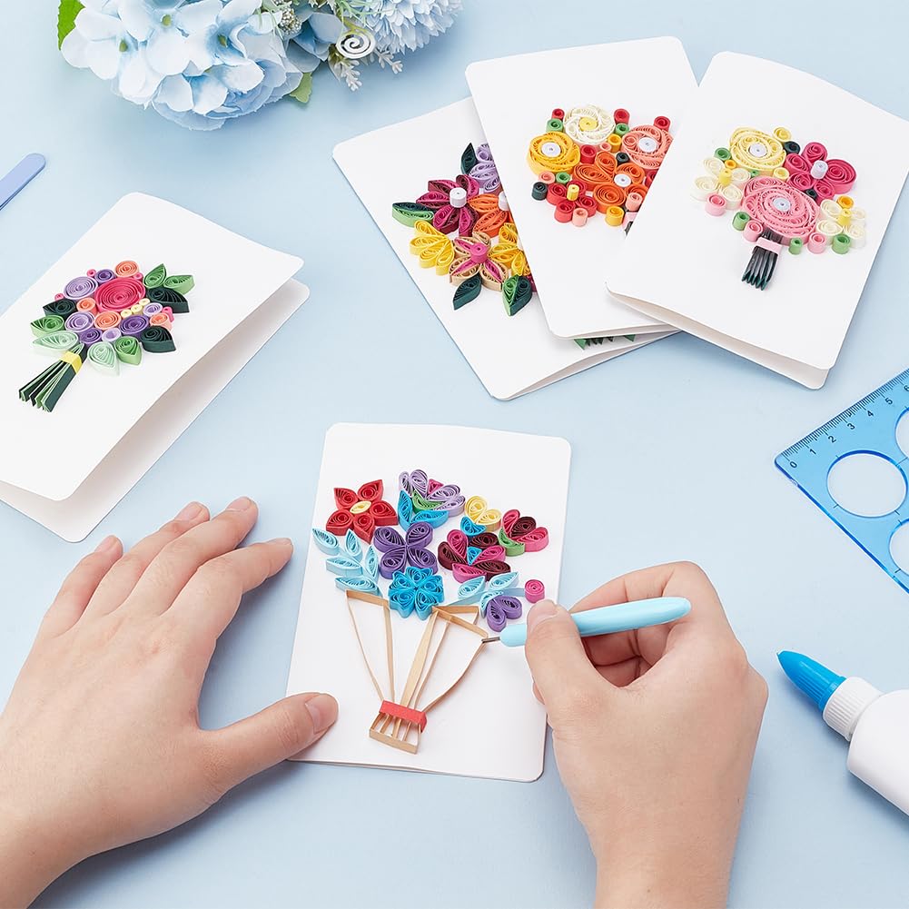 Kit Completo Biglietti Auguri Quilling Fai Da Te - 20 Biglietti + 36 Colori + Attrezzi - Foto 5