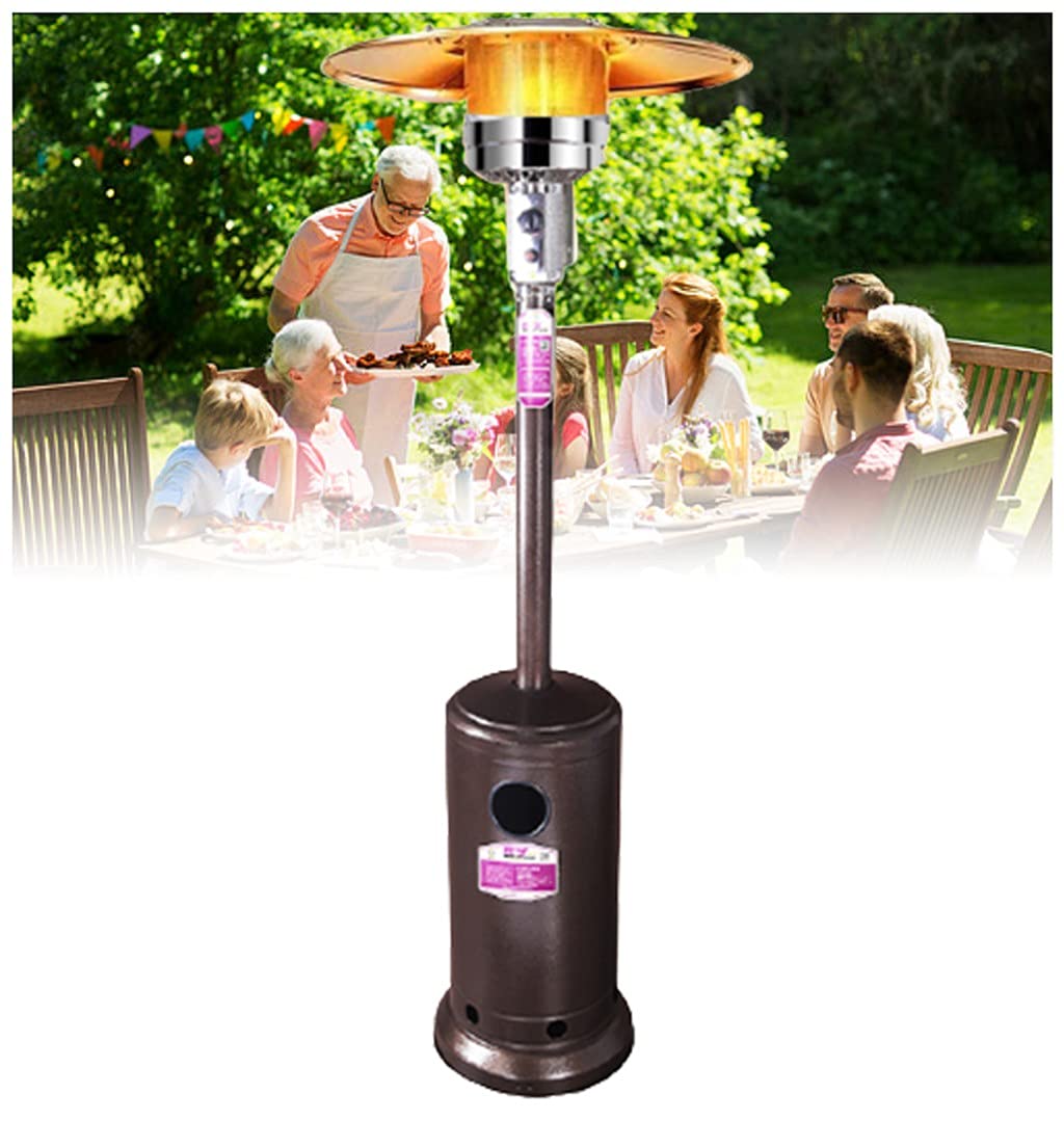 Parasol Chauffant en Acier Inoxydable, Chauffage d'extérieur Gaz 13Kw GPL A Parasol avec roulettes 224 cm de Hauteur Adapté Au Jardin, Aux Restaurants, Aux Bars, Aux Barbecues Gold