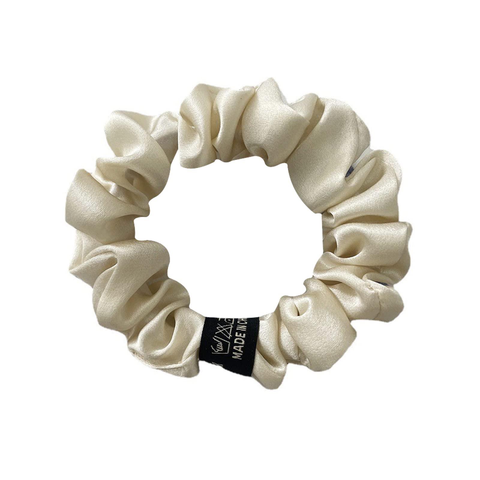 Prawdziwe jedwabne włosy 1.5-3.5cm akcesoria jedwabne Scrunchie dla kobiet elastyczna opaska do włosów gumki do włosów szalik 16 Momme pałąk, beżowy 2.5cm