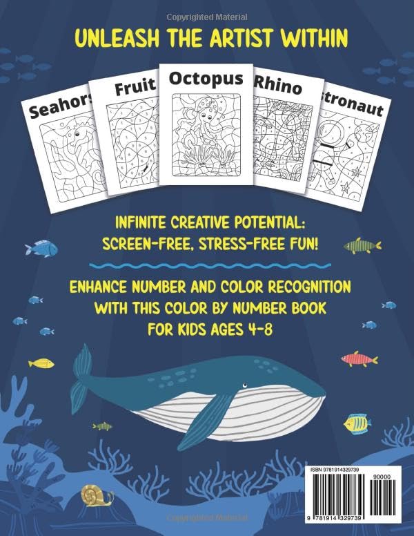 Color by Numbers for Kids ages 4-8: Fun Coloring and Activity Book for ages 4-6, 6-8 2 61OXGt8+9uL
