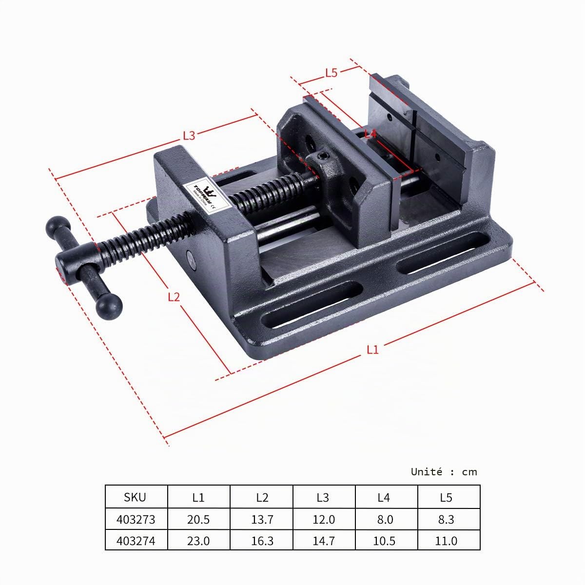 TOPWAY Étau pour perceuse à colonne 3 pouces 75 mm avec barre de guidage, Qualité professionnelle pour atelier et fraiseuses 403273