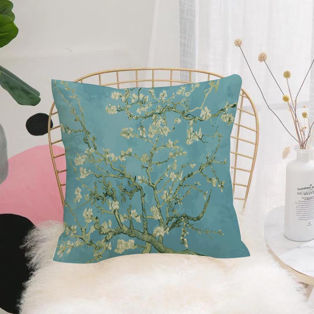 HYOSXW Cushion Cover,Throw Pillow Case Home Decorative for Living Room Bedroom Sofa Chair 16X16 Inch,inspired by the painting of Vincent - Almond Blossom.,Pillowcase 40X40cm