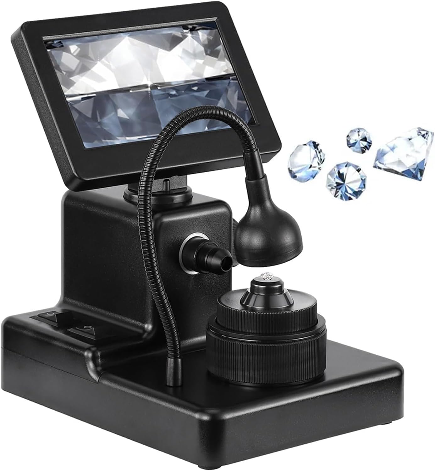 Diamond Inscription Viewer, 4.3" LCD Digital Micrscope, with LED Fill Light, 50-1000X Magnification, Adjustable Focus Range 10-40mm, for Diamond Testing
