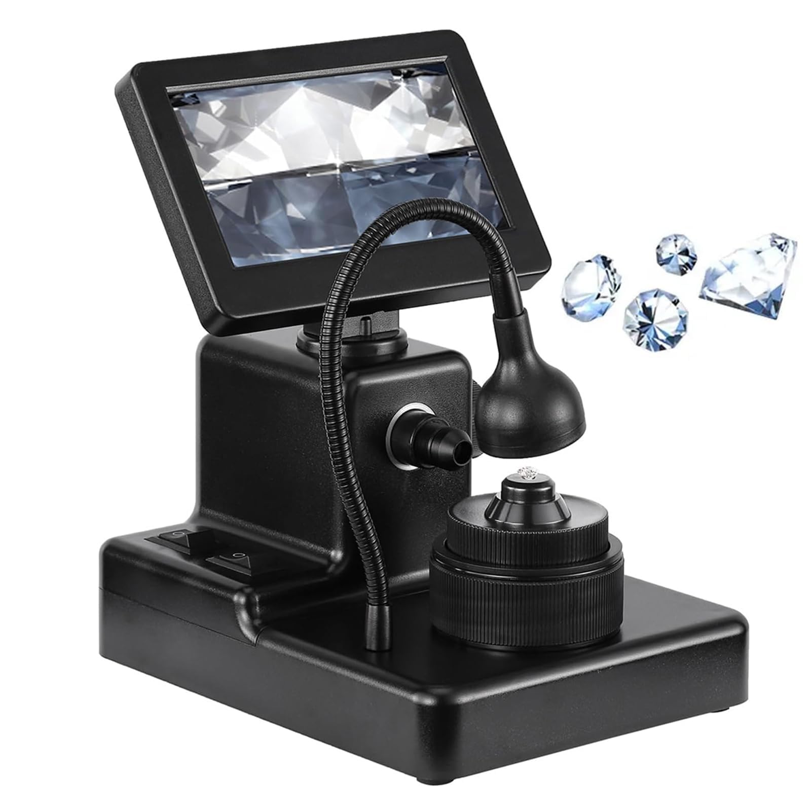 Microscopio digitale con LCD da 4,3 pollici, ingrandimento 50-1000x, luce LED, messa a fuoco regolabile per test su pietre preziose e diamanti