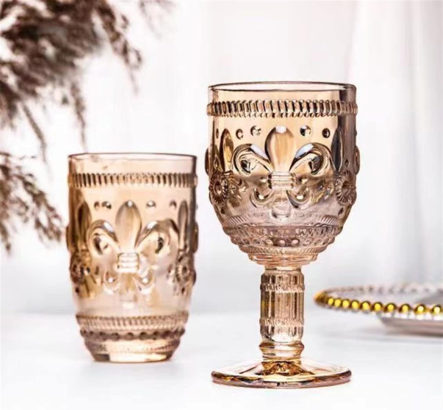 INLIMA Drinking Glasses Glass Iris Embossed Rainbow Transparent Thick Heat-resistant Water Glass Dessert Juice Cocktail Cup (Color : Transparent high)