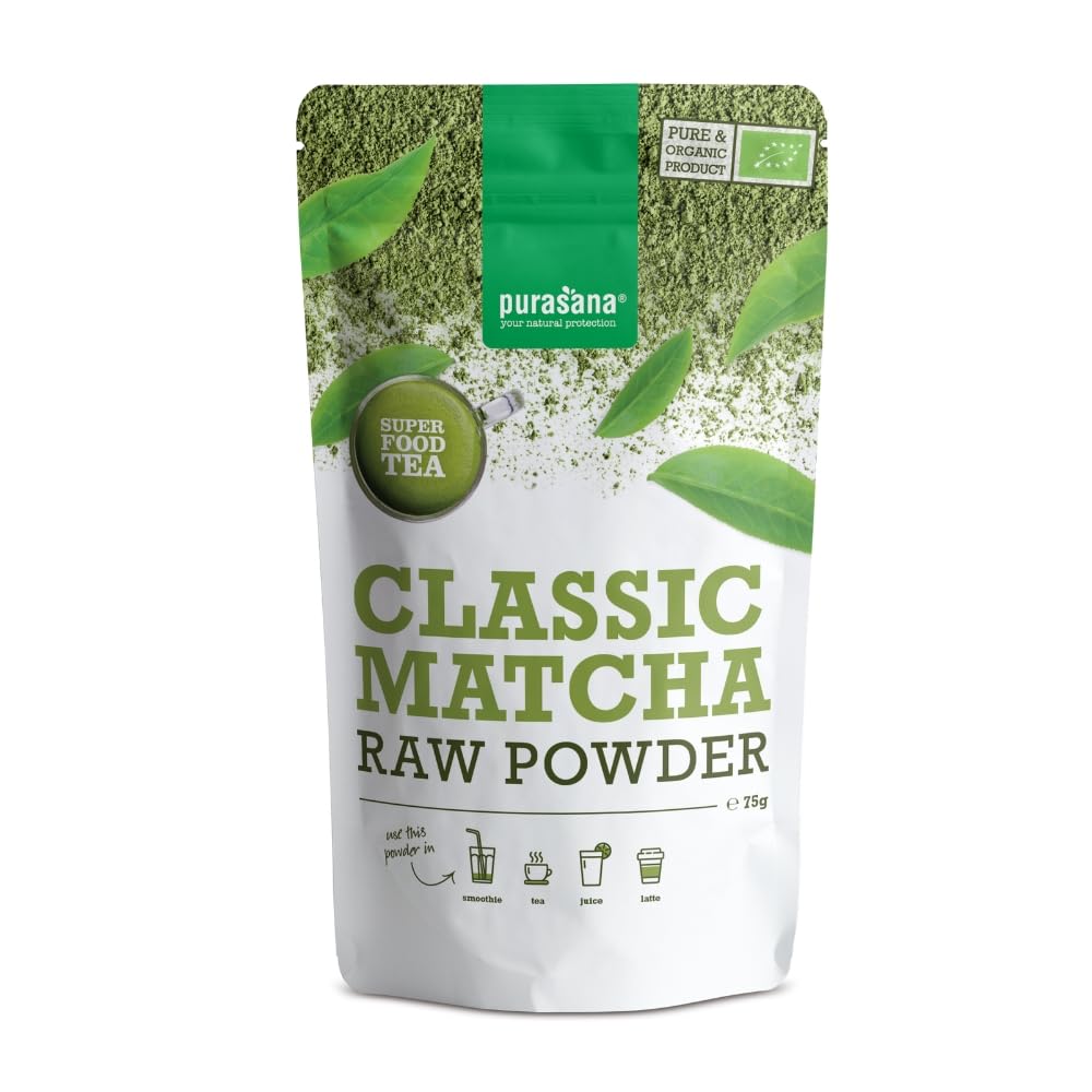 Purasana Organic Matcha Classic Powder 75g, Raw, Stone-Ground Green Tea, Rich in Antioxidants & Nutrients, Perfect for Lattes, Smoothies & Baking