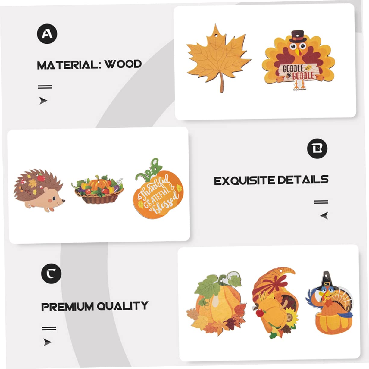 Cabilock 3 Set Ciondolo Di Legno Decorazione Casa Home Decoration Decorazioni Autunnali Ornamenti Autunnali Per Albero Banner Decorazioni Dell'albero Del Ringraziamento 16 Pezzi * 3