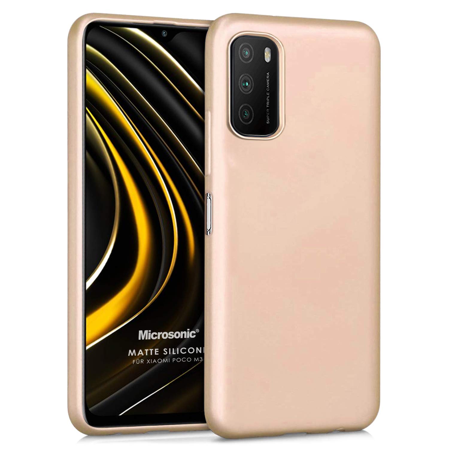 Microsonic Matte Silicone Xiaomi Poco M3 için Kılıf Gold [Poco M3 ile Uyumlu Kılıf - Gold]