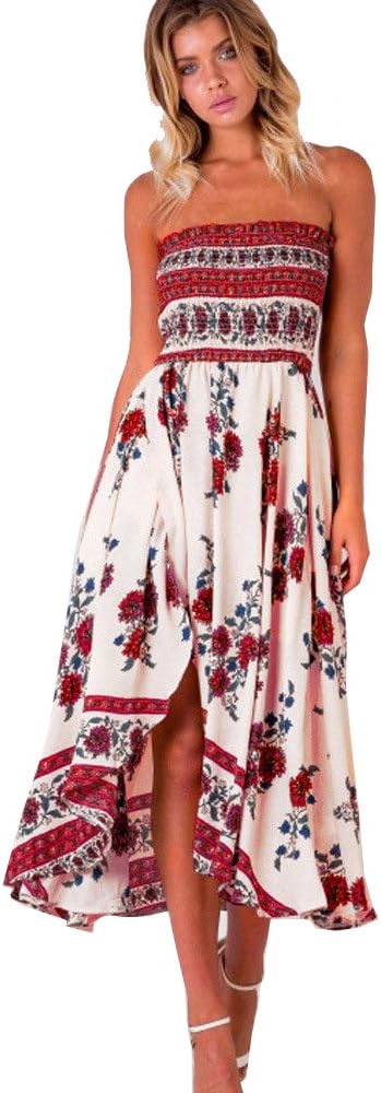 VILIER New Womens Plus Size Sheering Gather Boobtube Bandeau Long Strapless Maxi Dress (Small) Red
