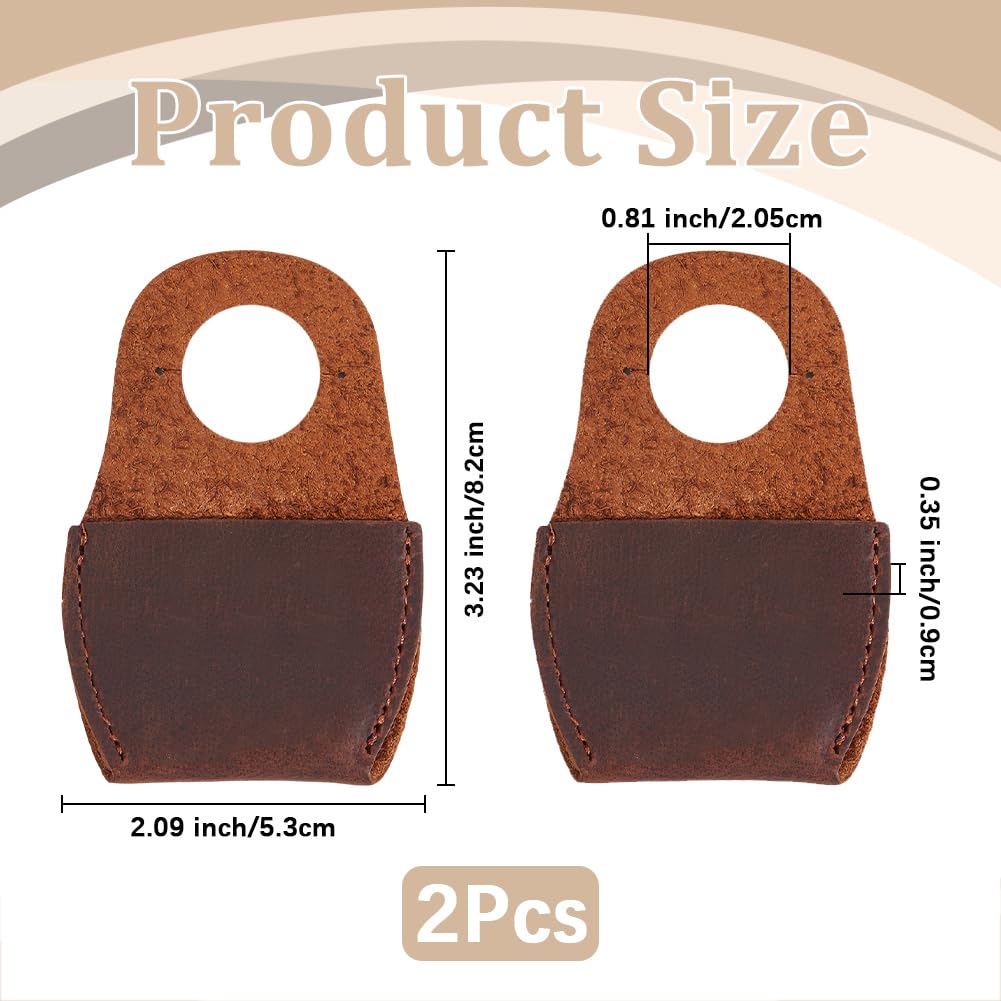 2 Pieza de Protector de Pulgar de Cuero Genuino para Tallado de Madera, Protector de Dedos de Piel de Vaca, Tapa de Pulgar de Cuero de Grano Completo Negro Y Marrón, Accesorio