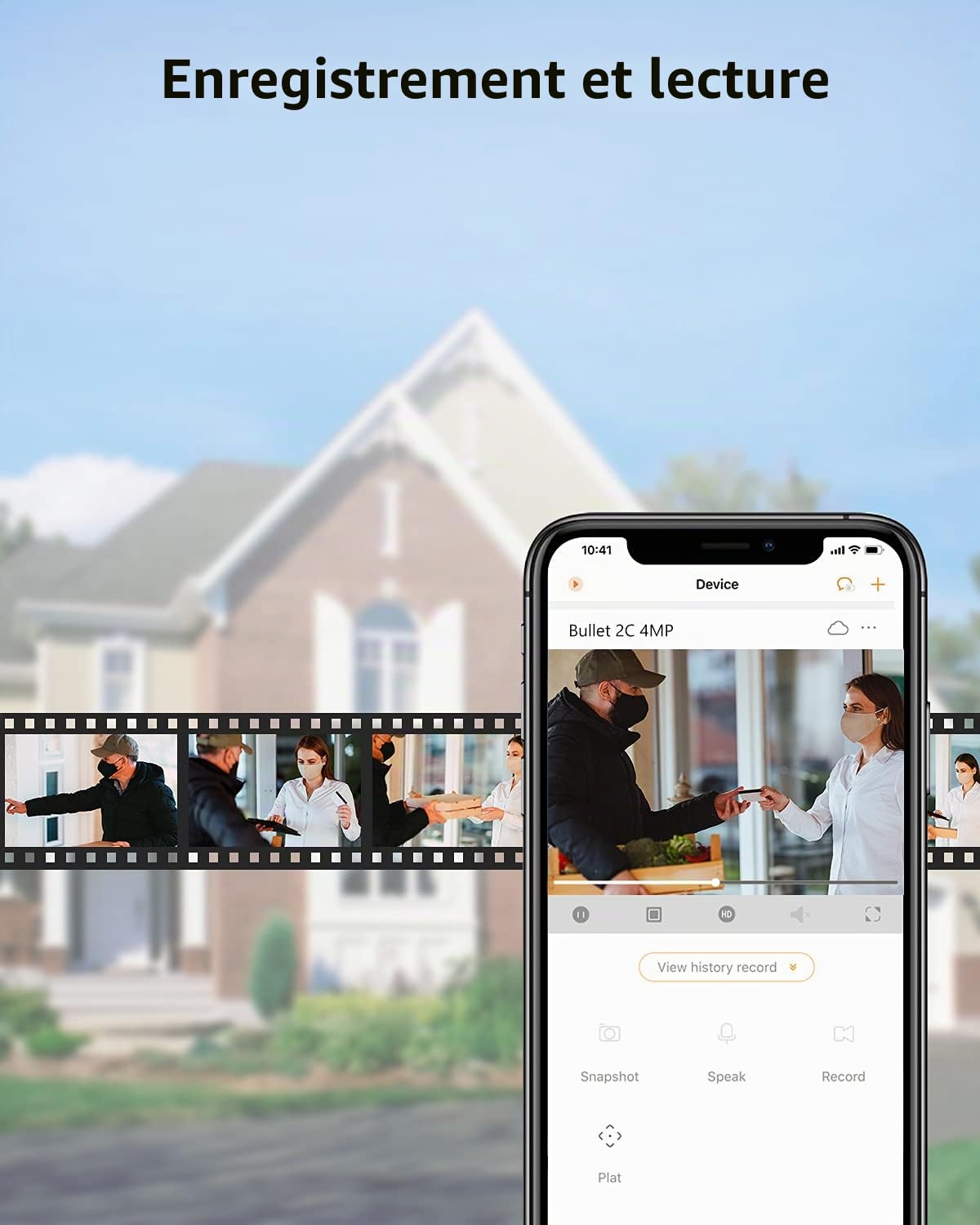 Caméra de Surveillance WiFi Extérieure, 2.5K Caméra IP WiFi 2.4 GHz Étanche avec Vision Nocturne de 30m, Détection de Mouvement AI, Compatible avec Alexa Google Home (Bullet 2C 4MP)