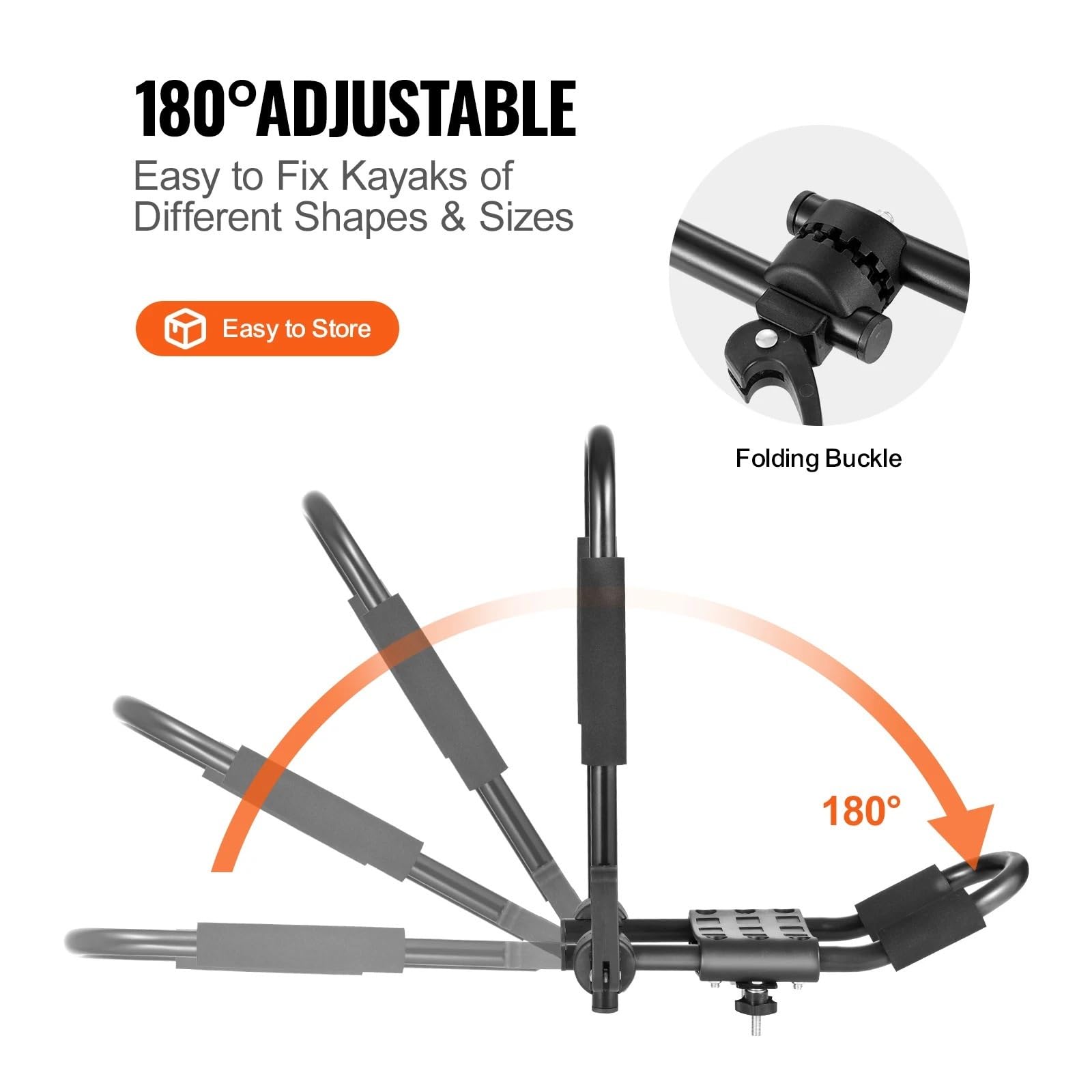 2 pary bagażników dachowych J-Bar Soft, szybko składany, mocowany u góry uchwyt,desek surfingowych, kanadyjek, desek narciarskich.(Unfoldable2pcs)