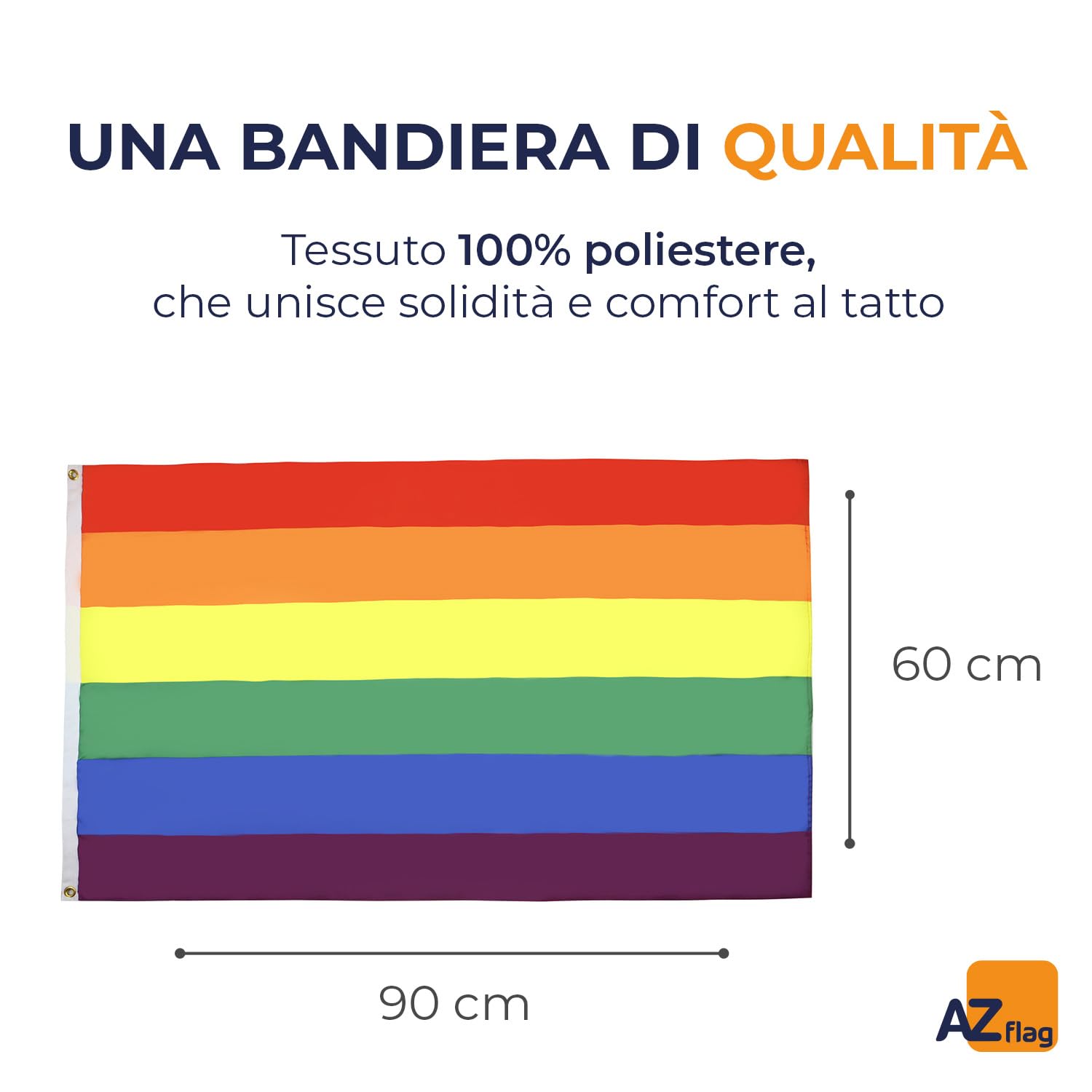 BANDIERA ARCOBALENO 90x60cm - BANDIERA GAY - RAINBOW FLAG 60 x 90 cm - AZ FLAG