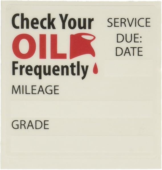 Oil Change/Service Reminder Stickers 100 Stickers Office