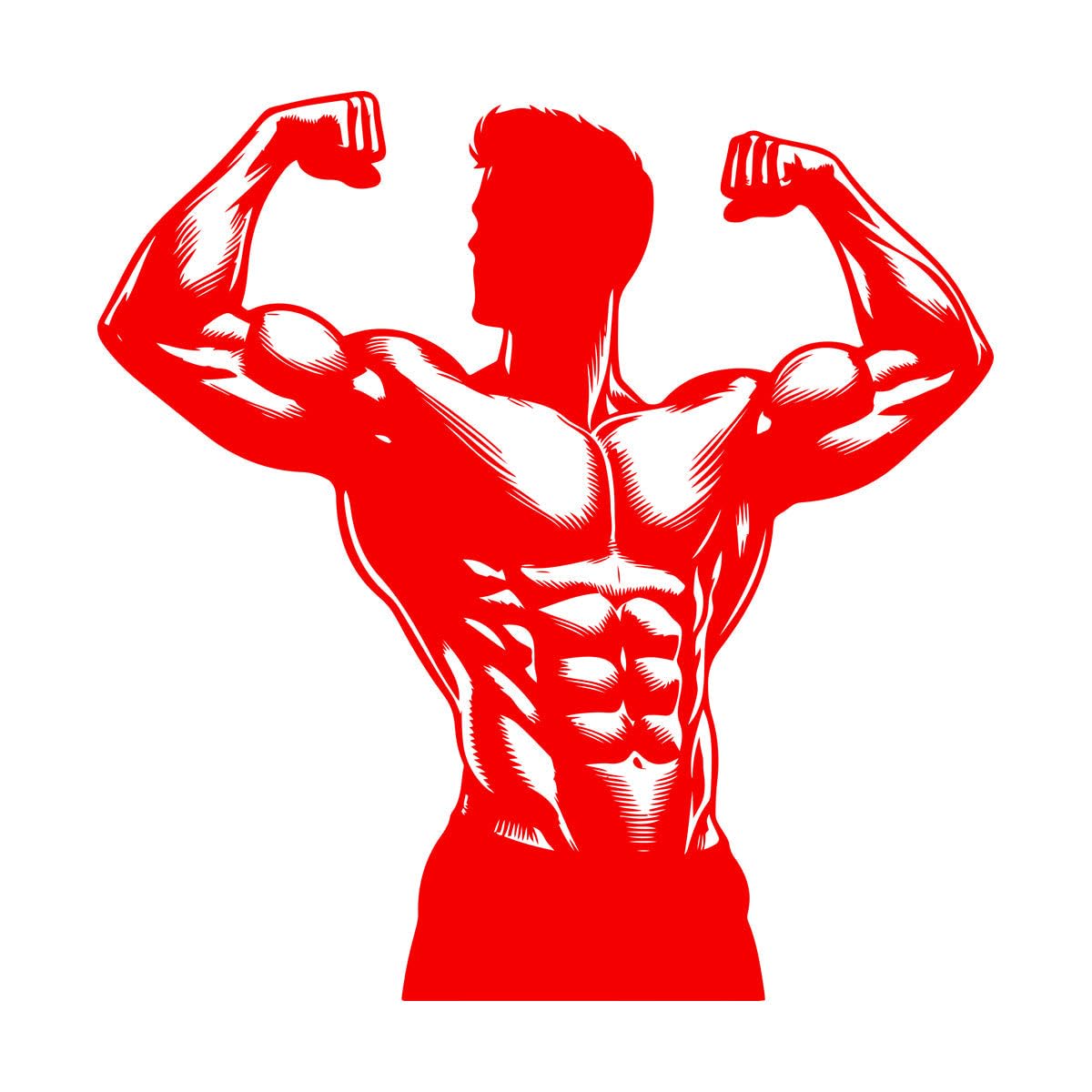 Lzhouting Stickers-28419 Vinyl Art Sticker Bodybuilding Fitness Muscular Man Pose Strength Training 67.2X68.2cm Tattoo Culture Red