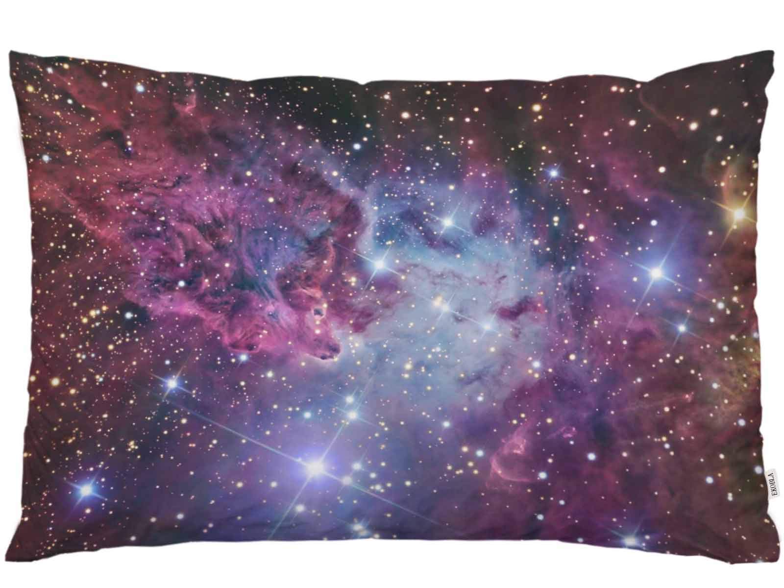 EKOBLA Throw Pillow Cover Outer Space Galaxy Pattern Universe Space Nebula Astronomy Theme Mystery Astral Cluster Decor Lumbar Pillow Case Cushion for Sofa Couch Bed Standard Queen Size 20x30 Inch